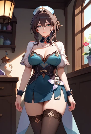 star rail,ruan mei,nurse pantyhose,mini skirt, sexy  - AI generated anime art